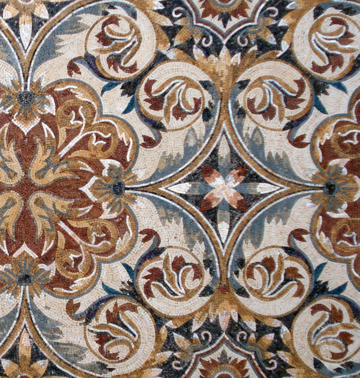 Handmade Marble Mosaic Rug: Natural Stone Medallion