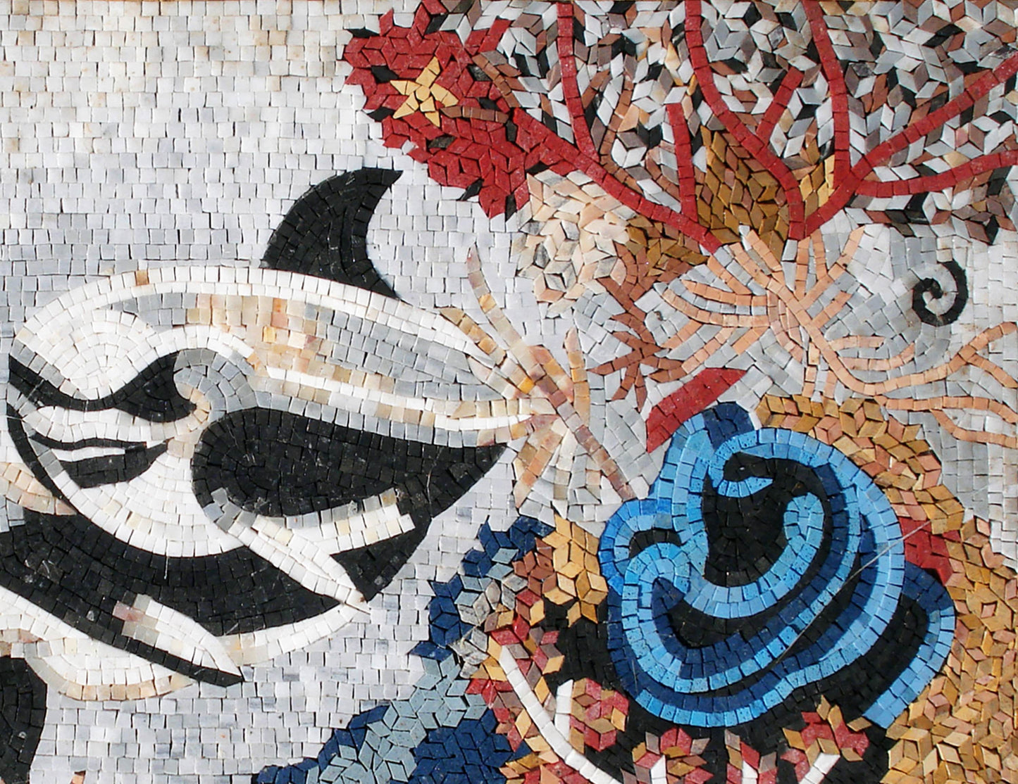 Handmade Dolphin Mosaic Backsplash: Sea Animal Marble Tile Art