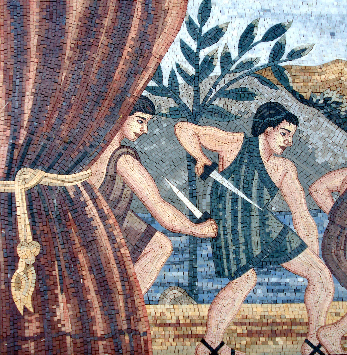 Handmade Roman Mosaic Tile: Decadence Reproduction, Marble & Stone