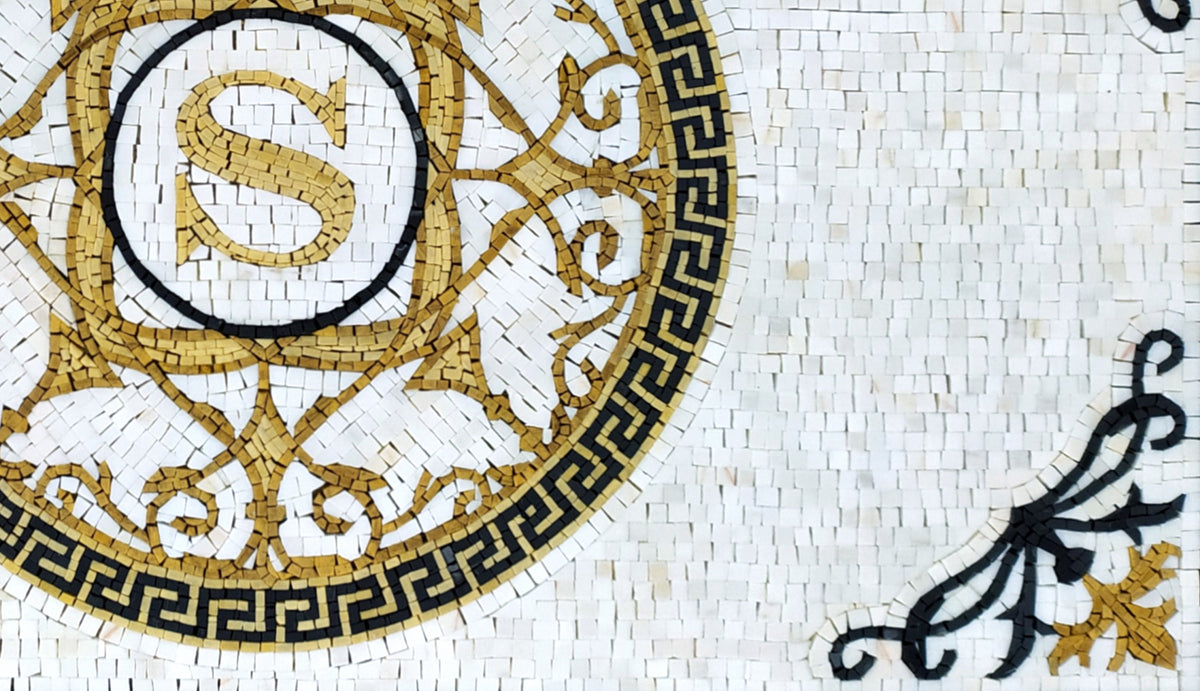 Handmade Marble Medallion Rug: Natural Stone Mosaic Art (52” x 30”)