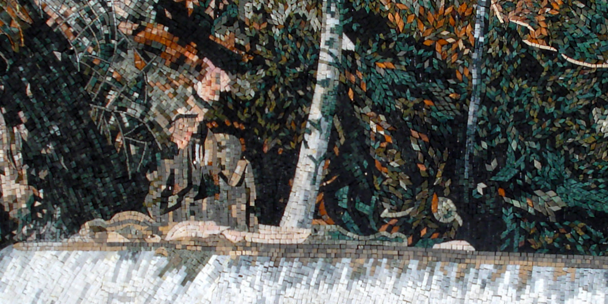 Handmade Marble Waterfall Mosaic Mural: Indoor/Outdoor Wall Art