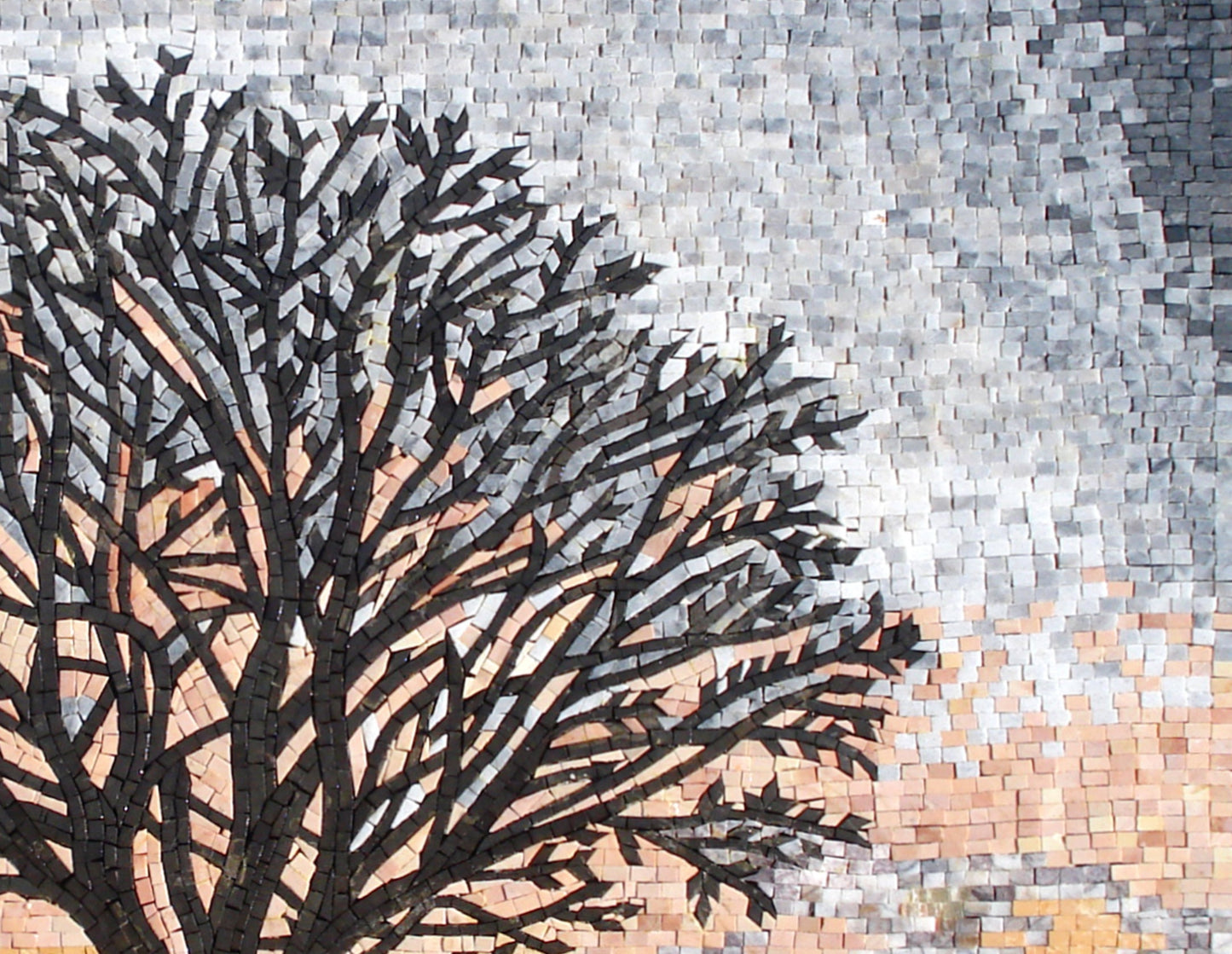 Handmade Marble Mosaic Tile: Tree Landscape Wall Art (40” x 32")