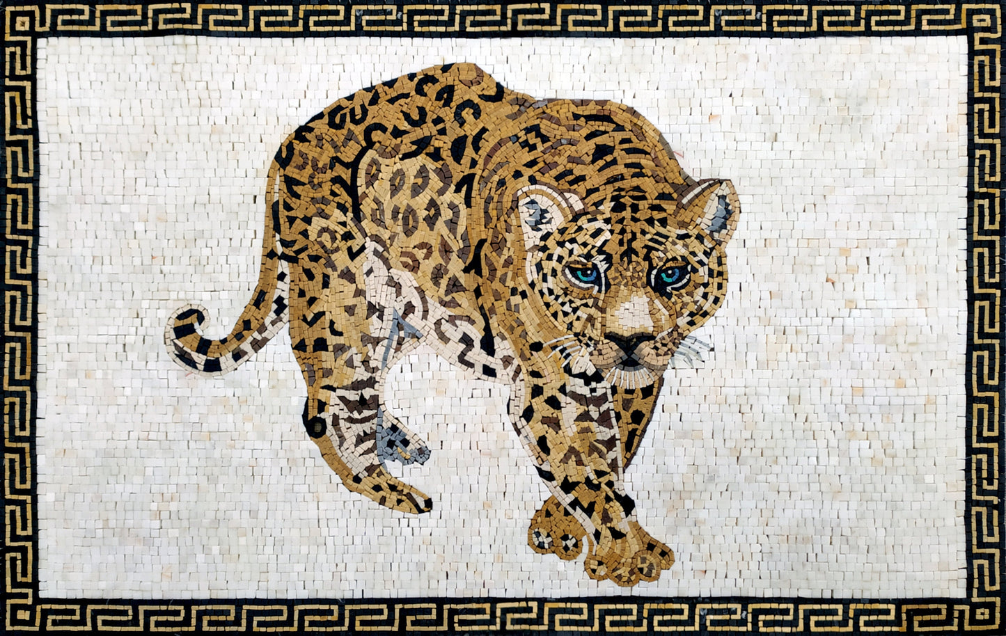 Handmade Cheetah Mosaic Tile Art: Wild Animal Decor (56” x 36”)