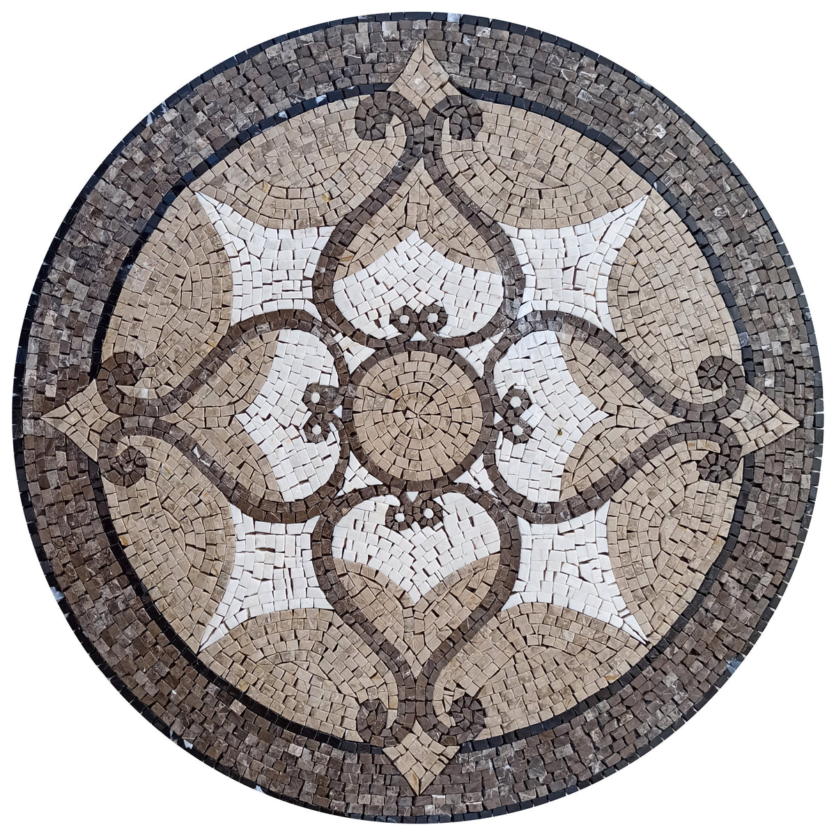 Handmade Marble Mosaic Medallion: 32-Inch Art Tile Décor