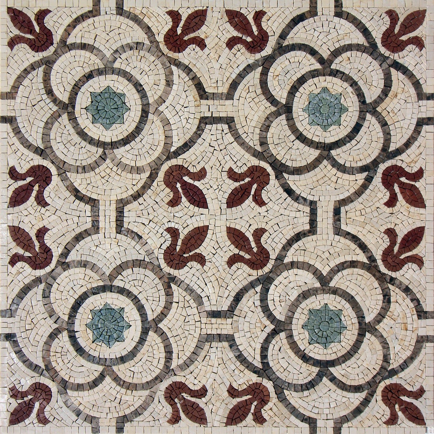 24x24" Handmade Geometric Floral Marble Mosaic Tile – Customization available
