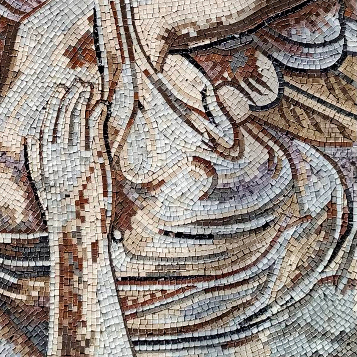 Handmade Woman Mosaic Tile Art: Elegant Hair Design, 36x36"