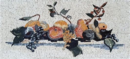 Handmade Fruit Mosaic Backsplash: Kitchen Wall Art (48” x 22”)
