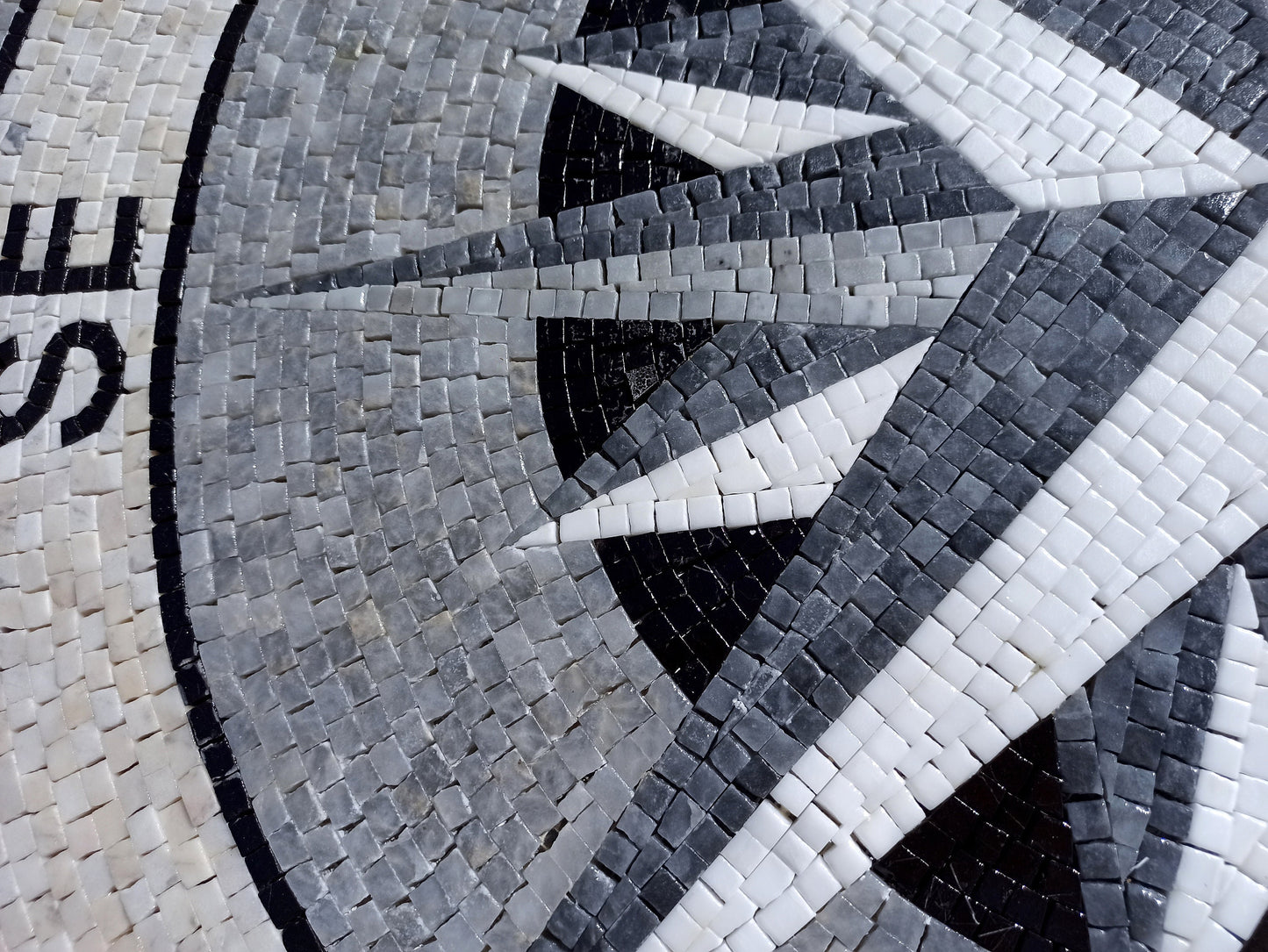 32" Handmade Compass Rose Mosaic Tile – Nautical Stone Art for Floor or Wall - Customization Available
