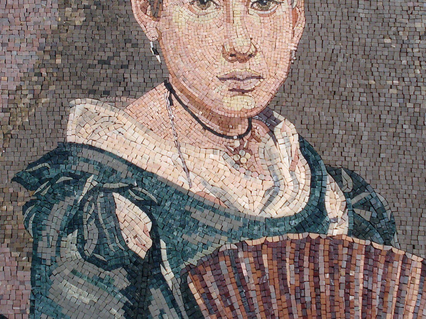 Pietro Longhi Mosaic Tile: Italian Woman Portrait, Handmade Marble Art