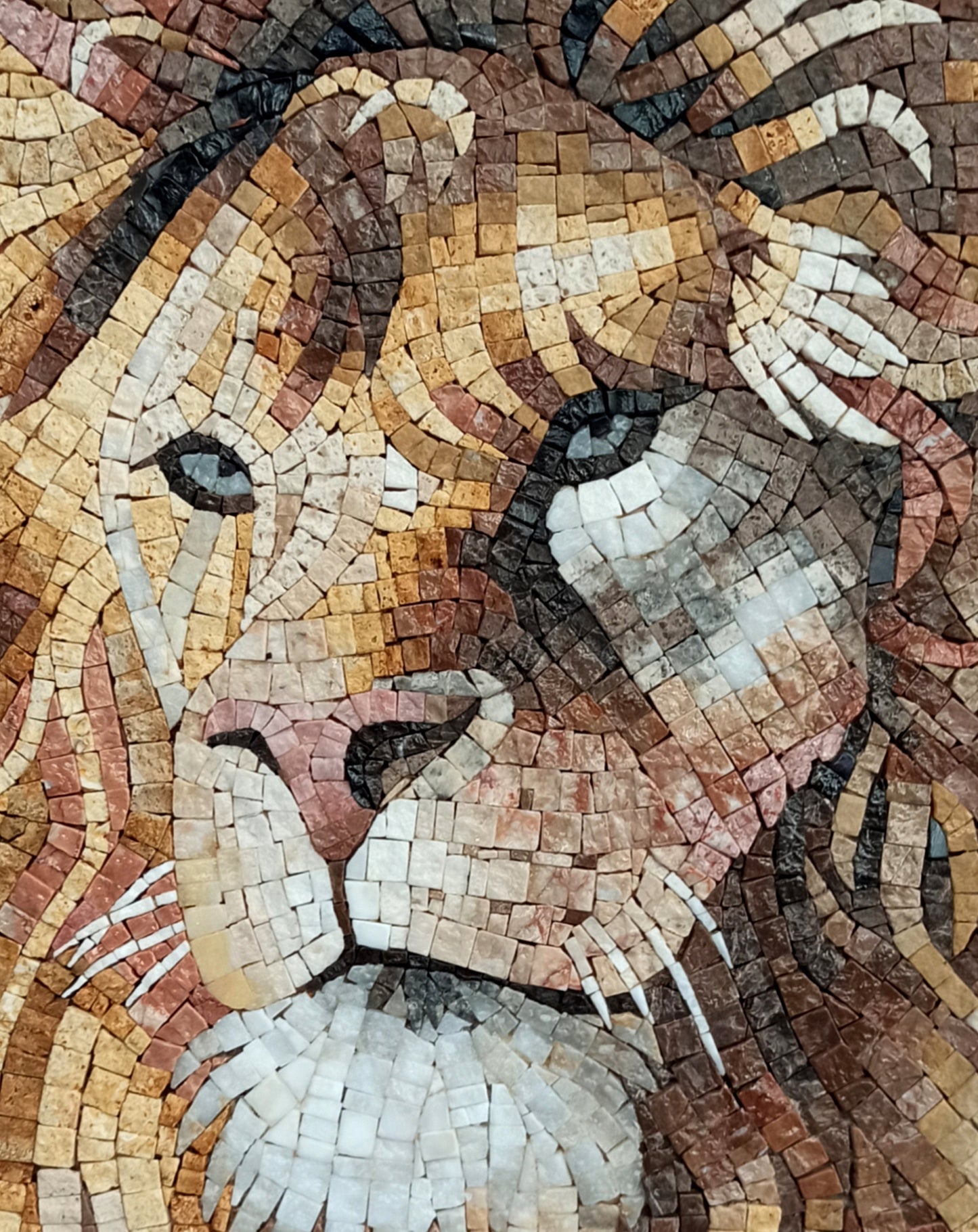 Handmade Lion Mosaic Tile Art: Wild Jungle Wall Decor