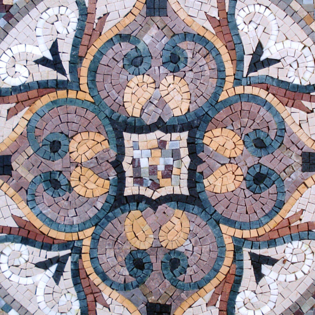 24” GEOMETRICAL MOSAIC TILES | Square Shape Abstract Pattern Murals For Living Room Floor | Tiles For Interior And Outdoor Entry And Walls
