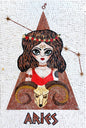 Aries Zodiac Mosaic Tile Art: Handmade Marble Wall Decor