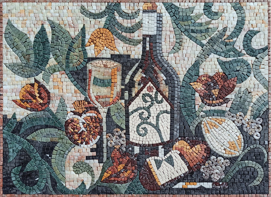 TUSCAN WINE MOSAIC Tiles | Bar, Kitchen Wall Backsplash Mosaic Tiles For Kitchen Décor | Flower Backsplash Tiles