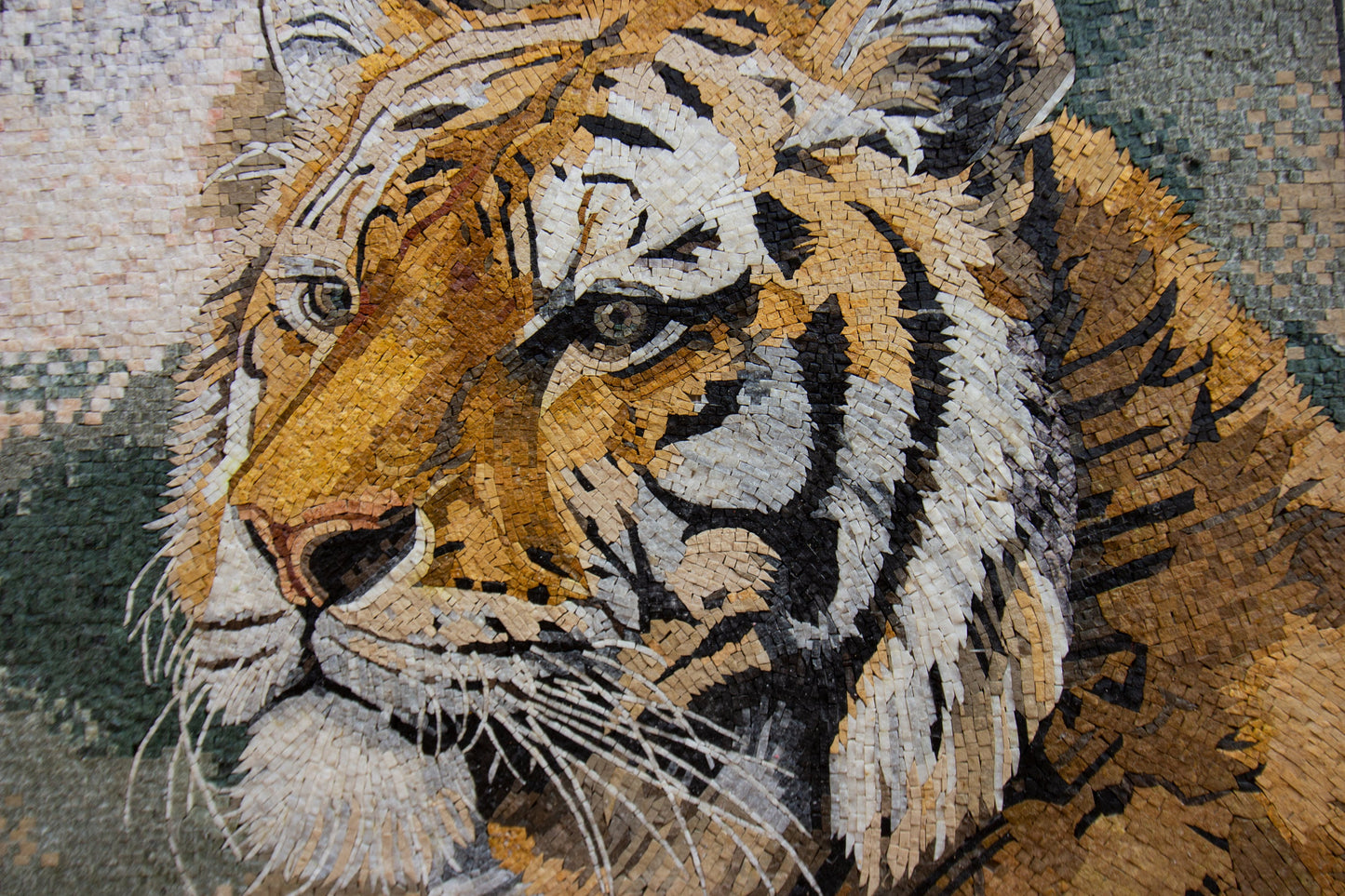 Handmade Tiger Mosaic Tile Art: Wild Animal Wall Decor