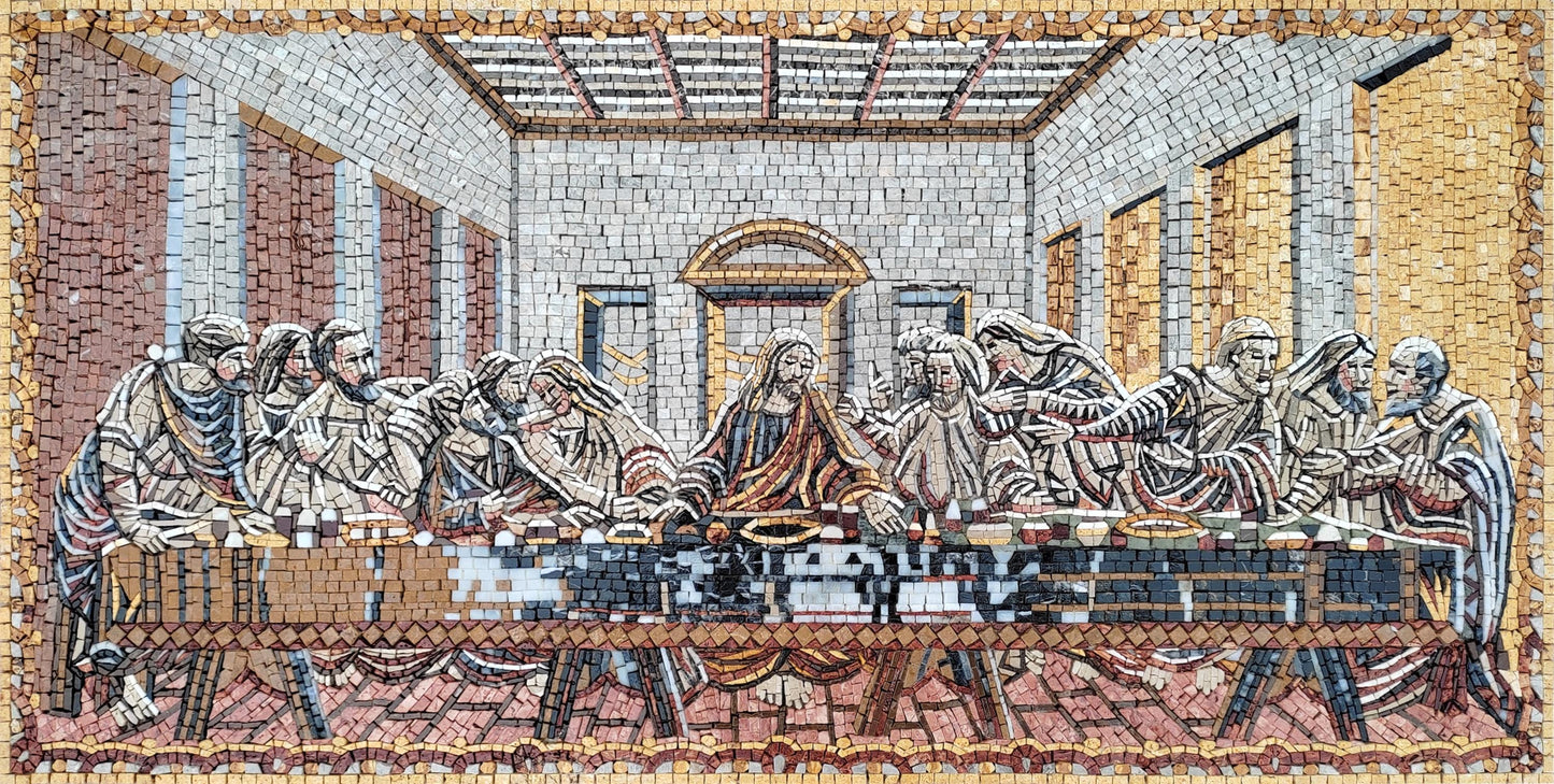 40"x20" Leonardo da Vinci's The Last Supper Mosaic – Religious Christian Decor, Customization available