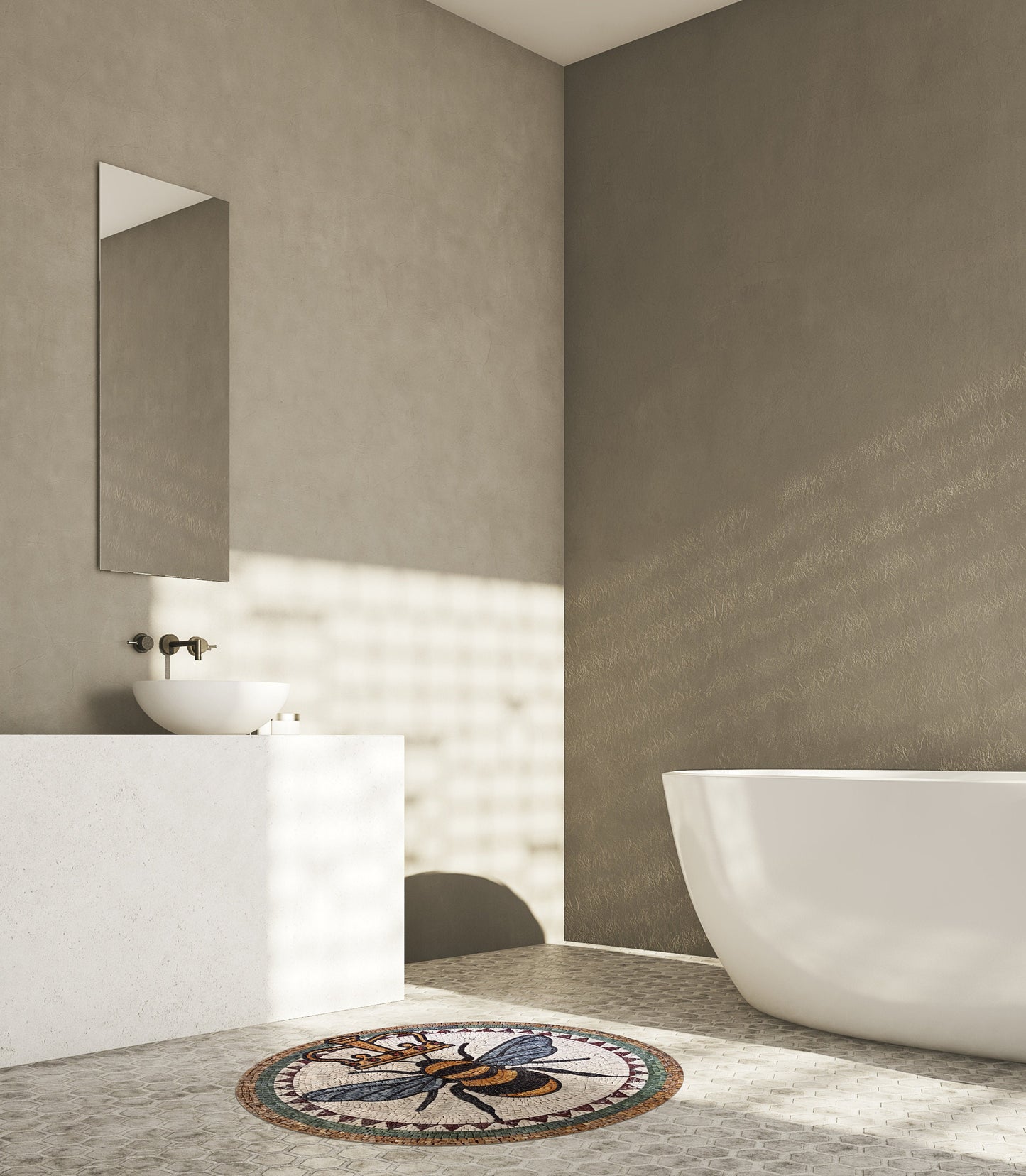 Regal Elegance  -32" Handmade Queen Bee Marble Mosaic Medallion Art Tile - Customization available