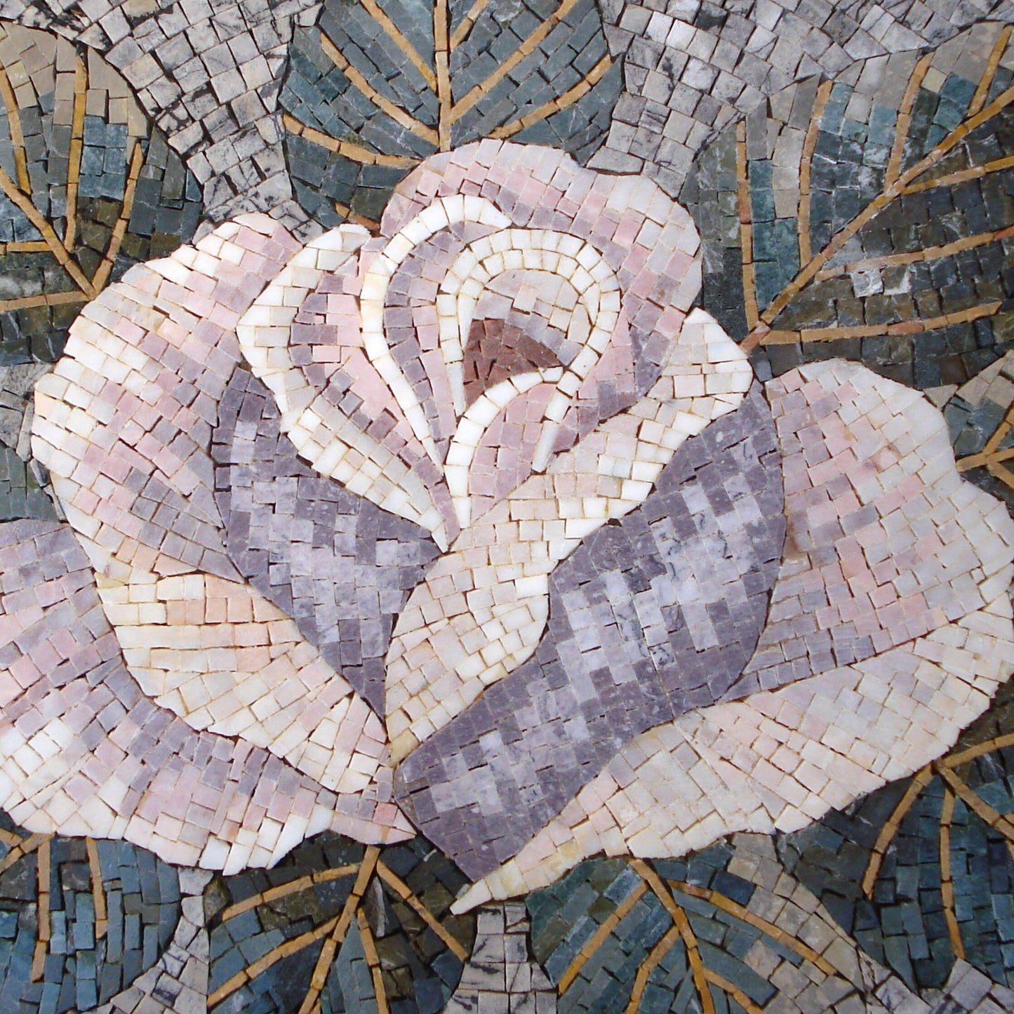 Handmade Rose Mosaic Tile: 36" Marble Medallion Wall Art