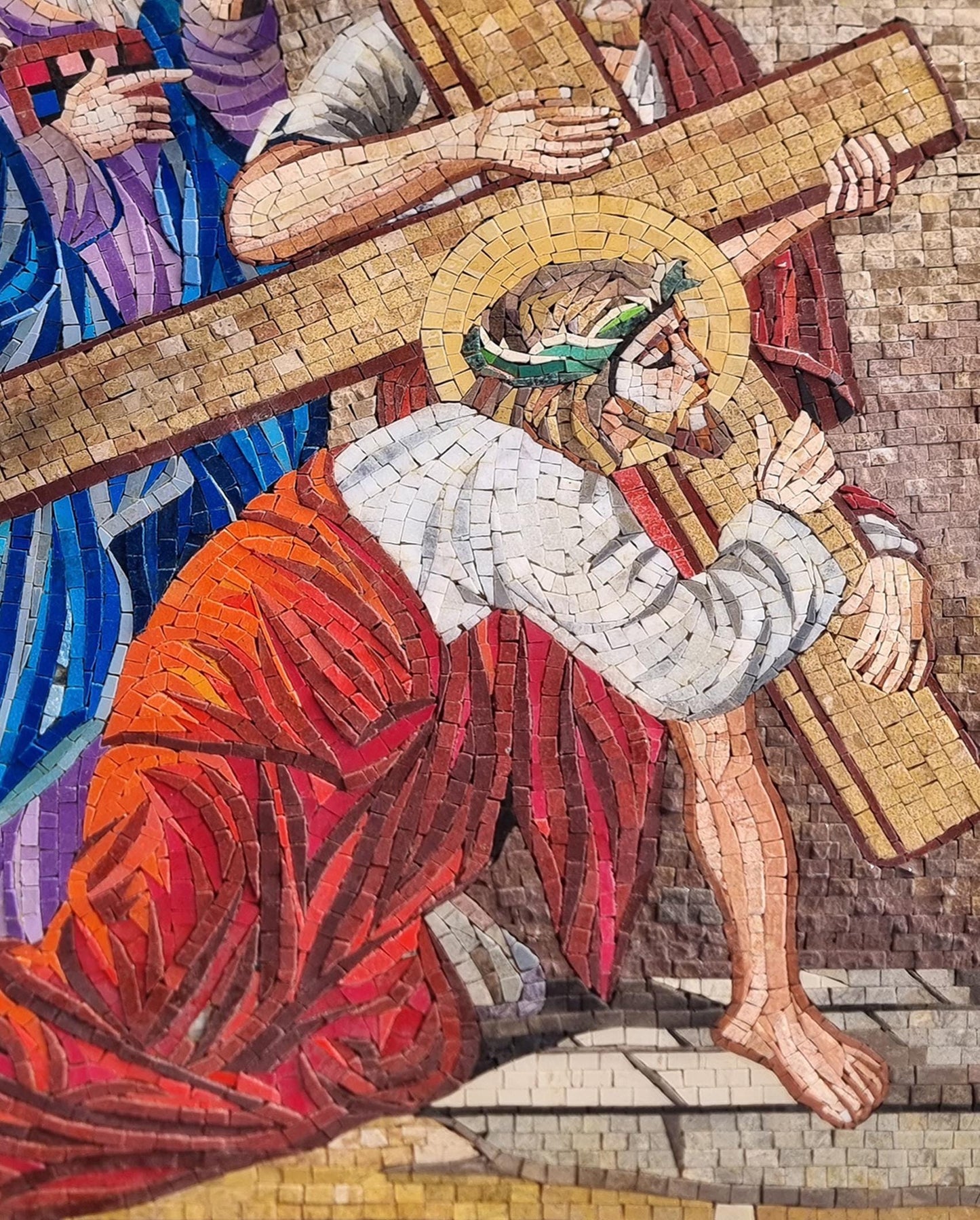 36"x28" Jesus on the Cross Mosaic Wall Art , Religious Christian Home Decor, Sacred Icon Design, customization available
