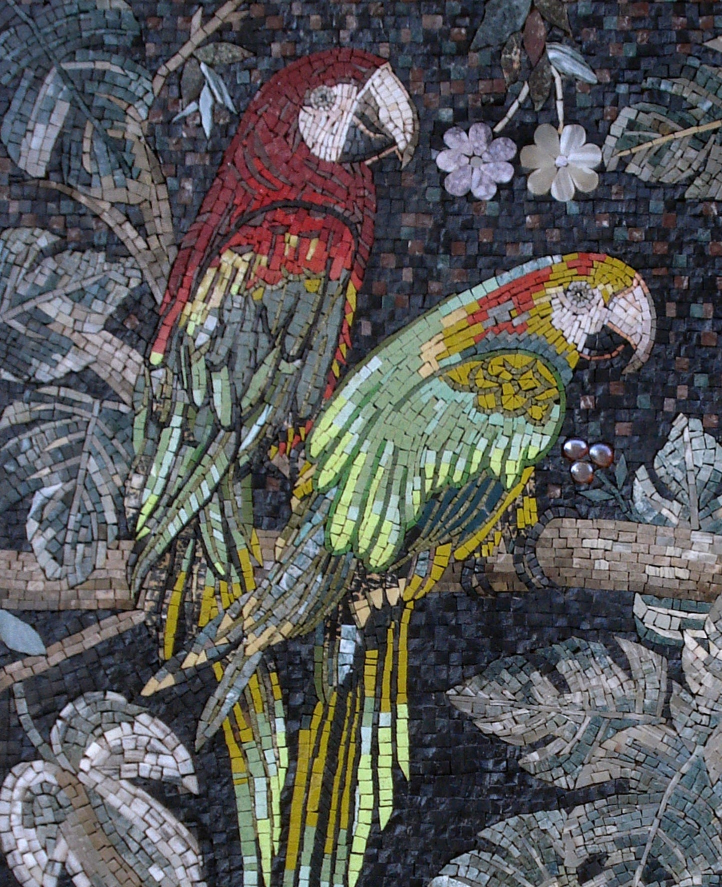 Macaw Parrot Mosaic Tile Art: Handmade Stone Wall Decor (36” x 30”)