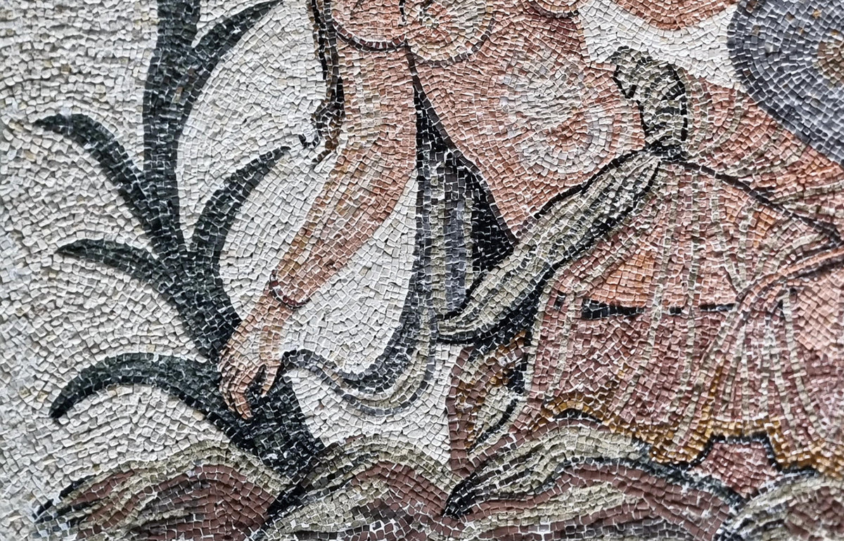 50"x32" Ancient Man Holding Duck Mosaic Wall Art –Historical Scene, Nature-Inspired Home Decor, Customization available