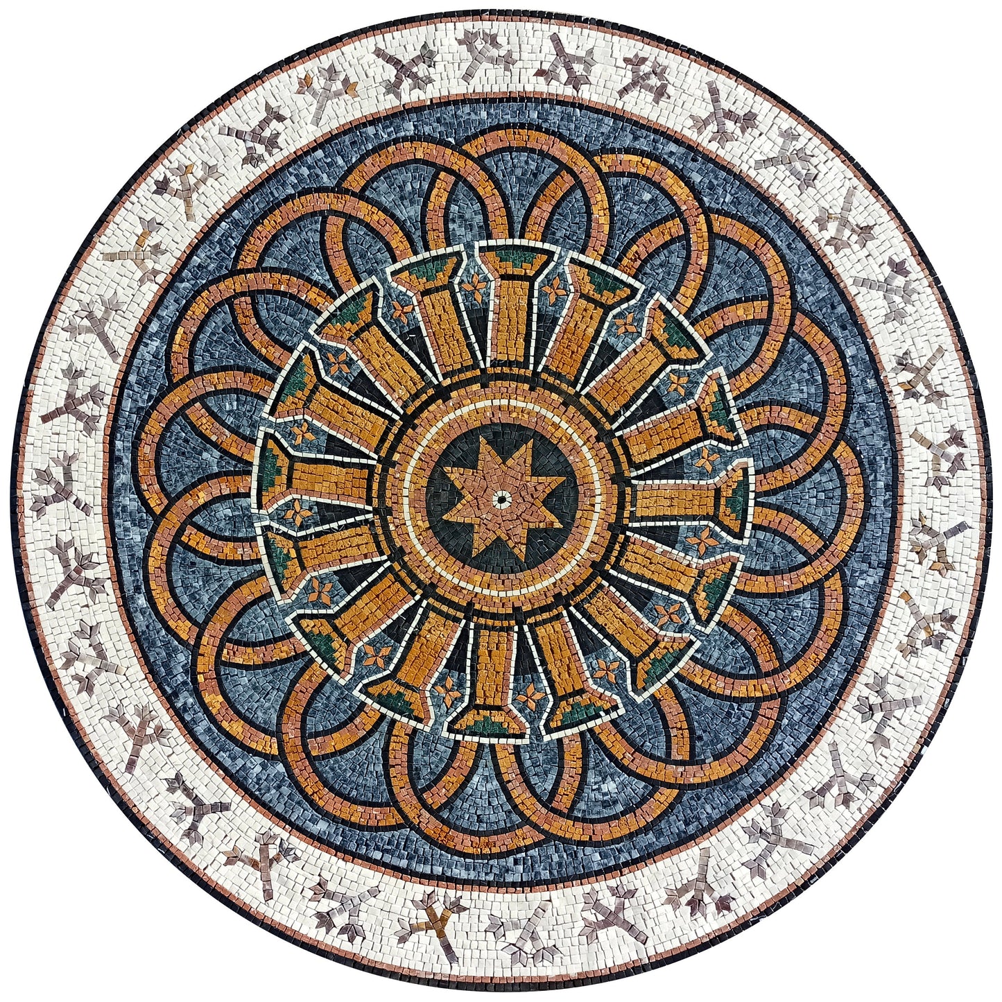 Exquisite Grandeur- 48" Handmade Pattern Mosaic Medallion Art Tile Décor - Customization available
