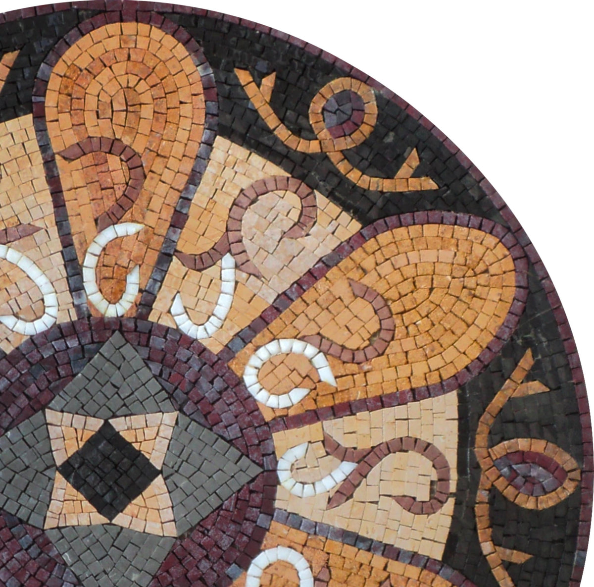 Handmade Marble Mosaic Medallion Art Tile: 24-Inch Elegant Interior Décor