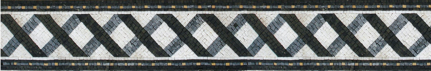 Geometric Mosaic Tile Border: Line Pattern Artwork, 40"x 8"