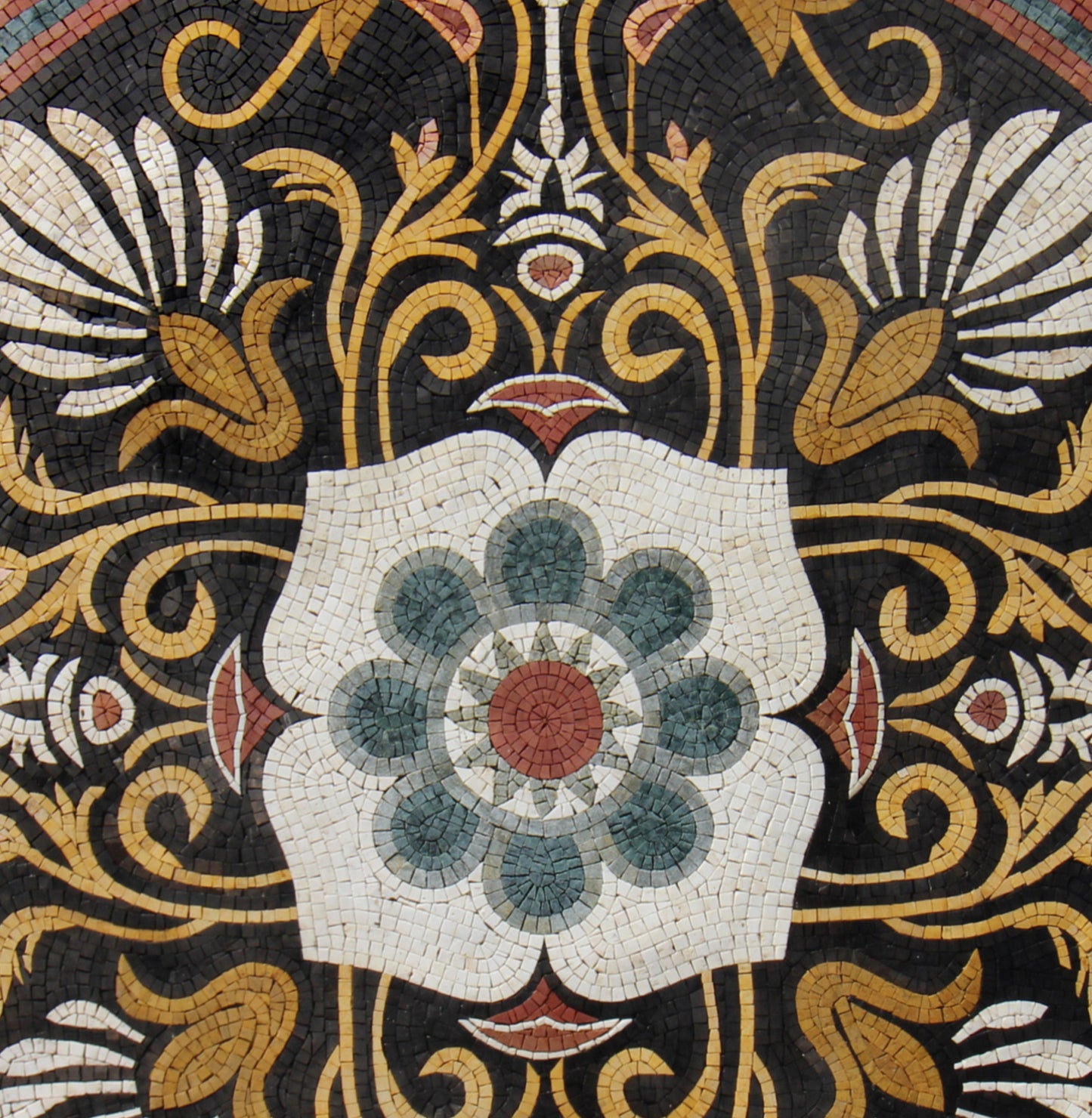 Gilded Artistry - Gold Leafy Art Nouveau Patterned Mosaic Medallion - Customization available