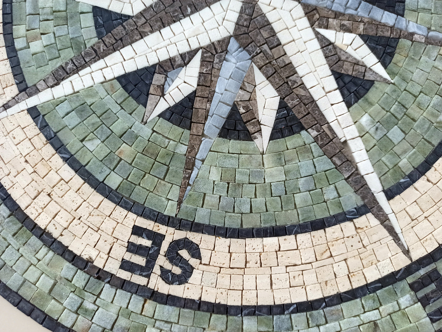 48" Handmade Nautical Compass Mosaic Tile – Marble Medallion for Floor & Wall - Customization Available