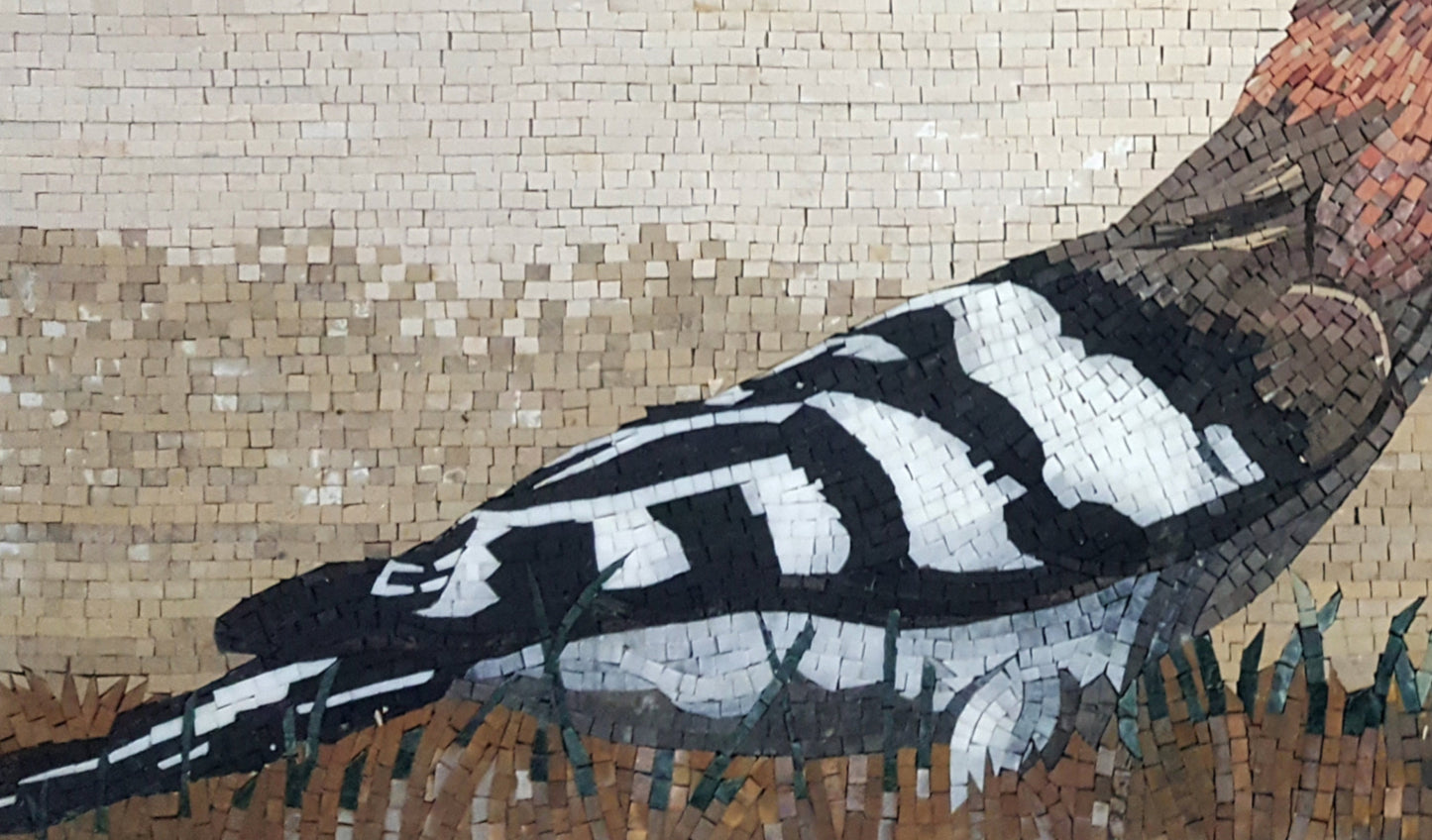 Eurasian Hoopoe Mosaic Mural: Handmade Stone Bird Wall Art (34" x 24")