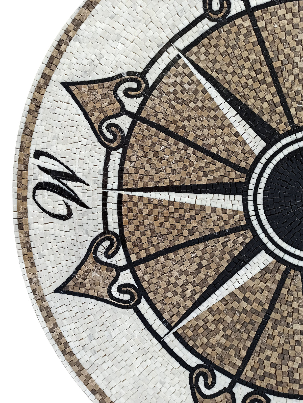 Handmade Nautical Compass Mosaic Tile: Windrose Medallion (40" Diameter)