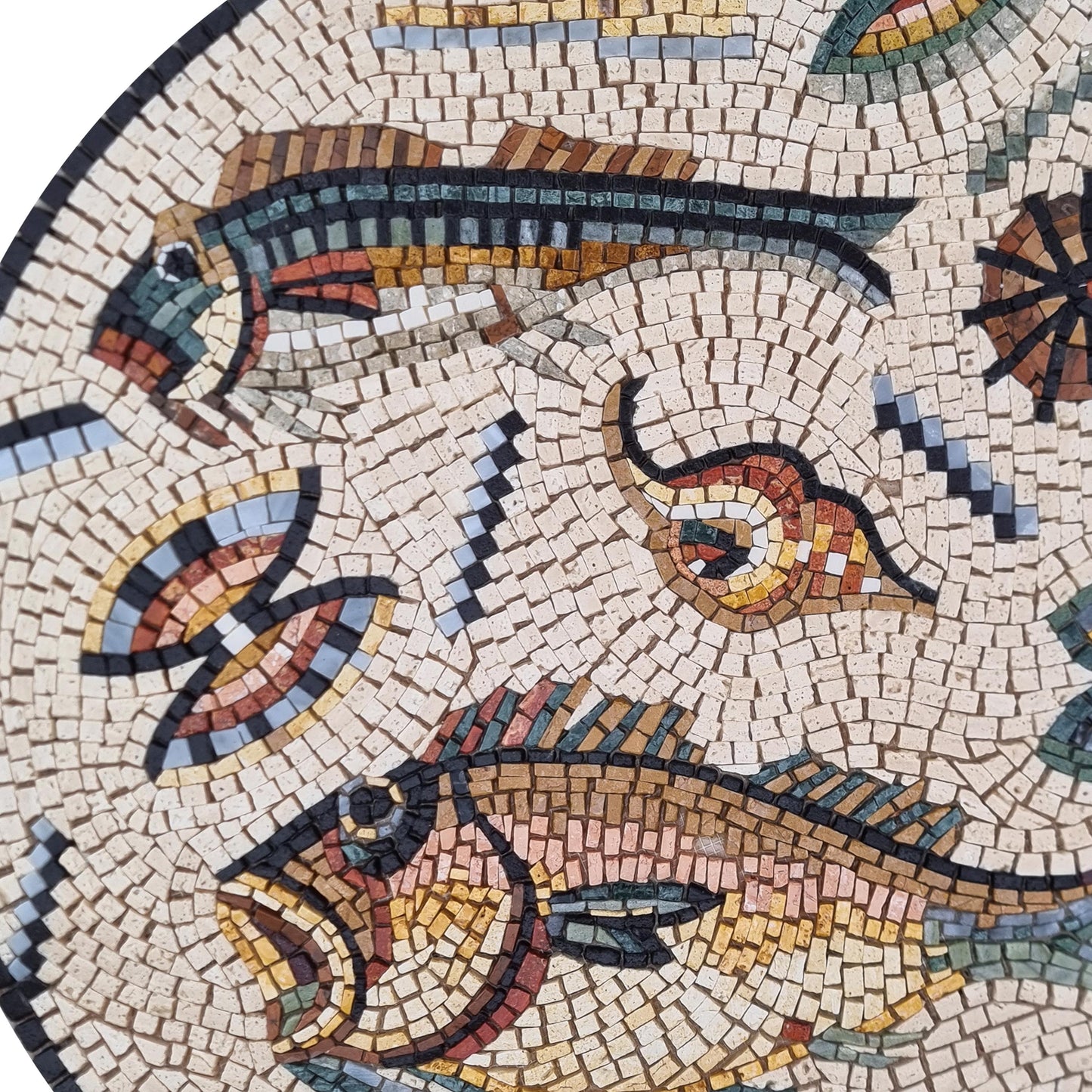 24-Inch Fish Mosaic Medallion –  Aquatic Theme, Nautical Home Decor, Customization available