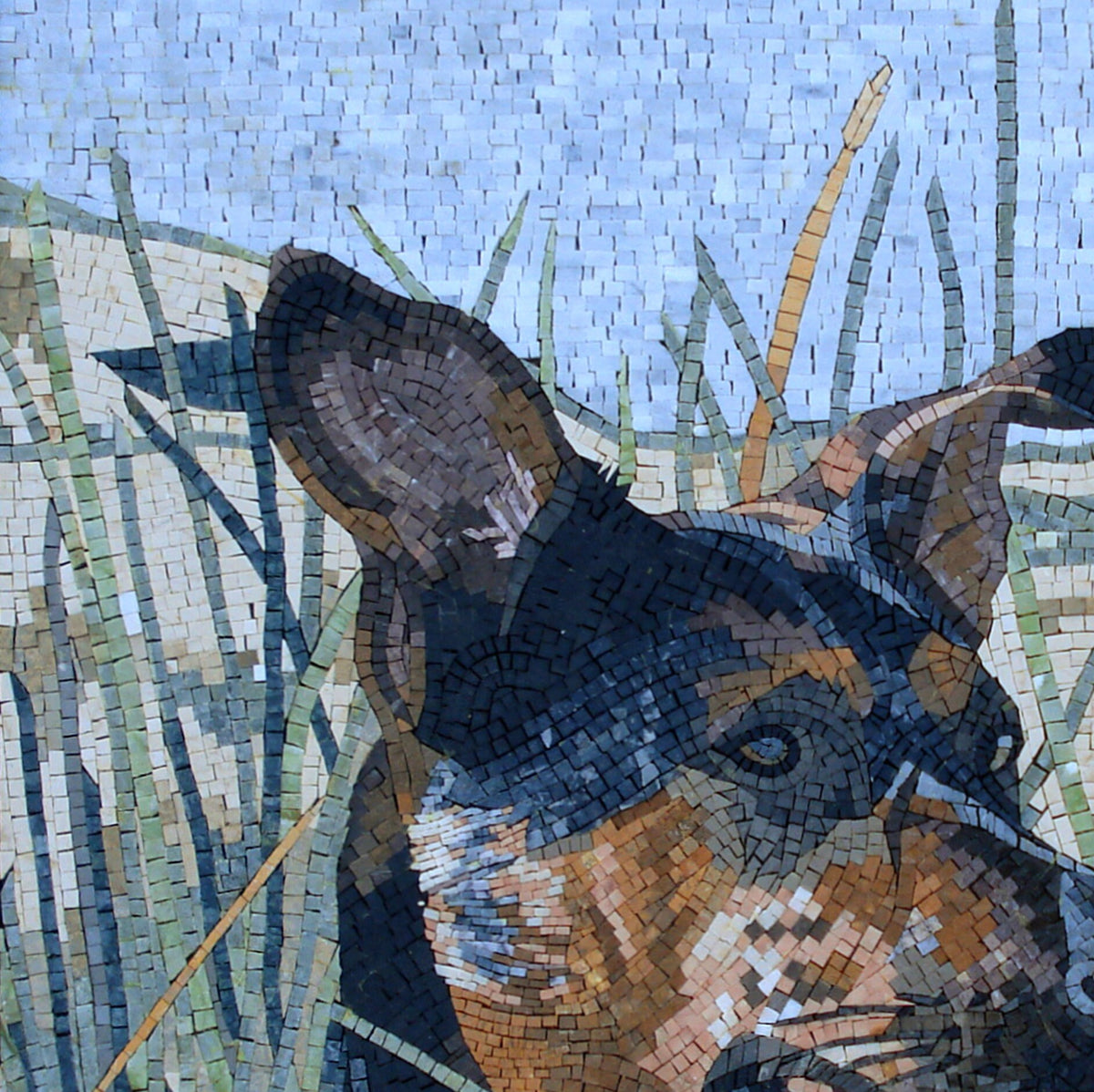 Handmade German Shepherd Mosaic Tile Art: Dog Portrait (28" x 28")
