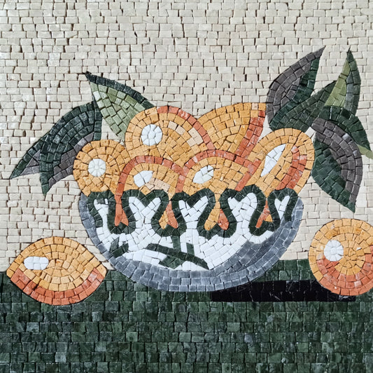 FRUIT BOWL ART - Kitchen Backsplash Mosaic Wall Art - Nature Backsplash Tile Wall Art - Handmade Living Room Office Wall Décor