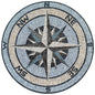 Nautical Compass Rose Mosaic Medallion: Storm Grey Marble, Handmade