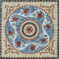 32" Geometric Marble Mosaic Tile: Square Medallion Mural