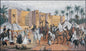 Handmade Arabian Desert Mosaic Tile Art: Castle Courtyard Scene (80” x 48”)
