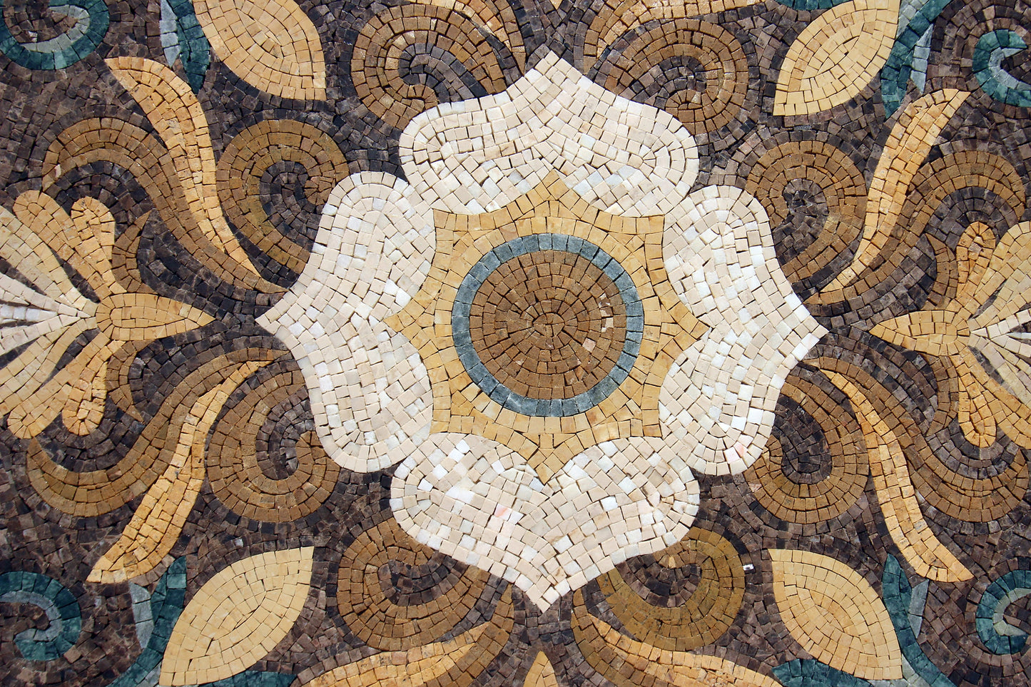 Golden Bloom - Handmade Floral-Inspired Patterned Mosaic Medallion - Customization available