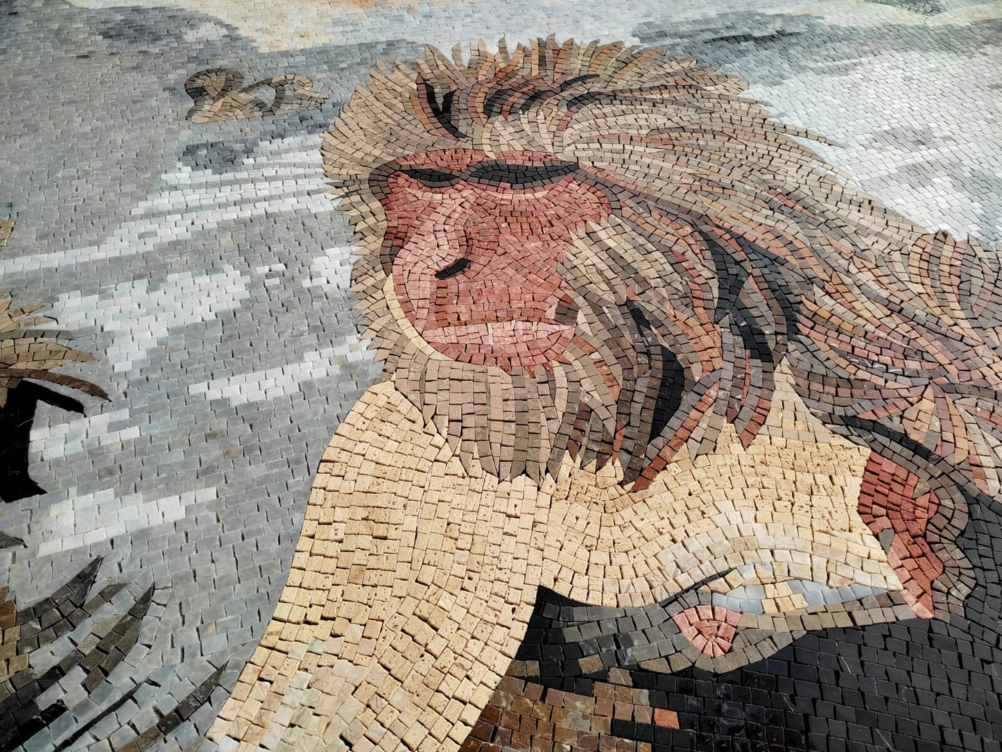 Handmade Macaques Mosaic Tile: Jungle Animal Wall Art (80” x 72")