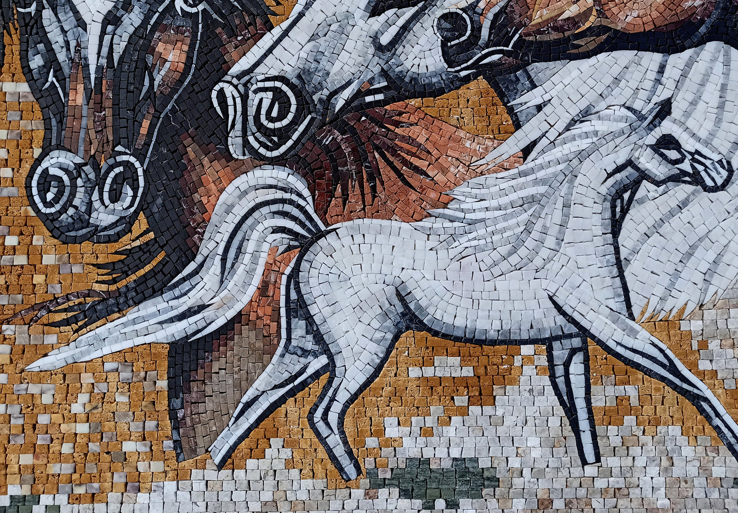 Handmade Horse Mosaic Tile Art: Rustic Western Decor (40” x 28”)