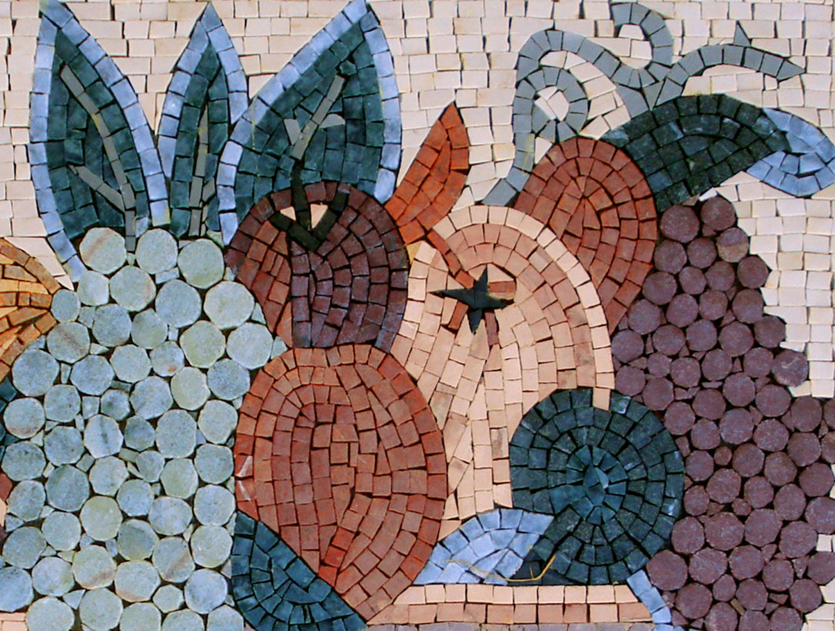 Handmade Marble Mosaic Tile Art: Kitchen Backsplash Wall Decor (28” x 20”)