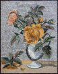 Handmade Marble Mosaic Mural: Flowers in Vase Wall Art
