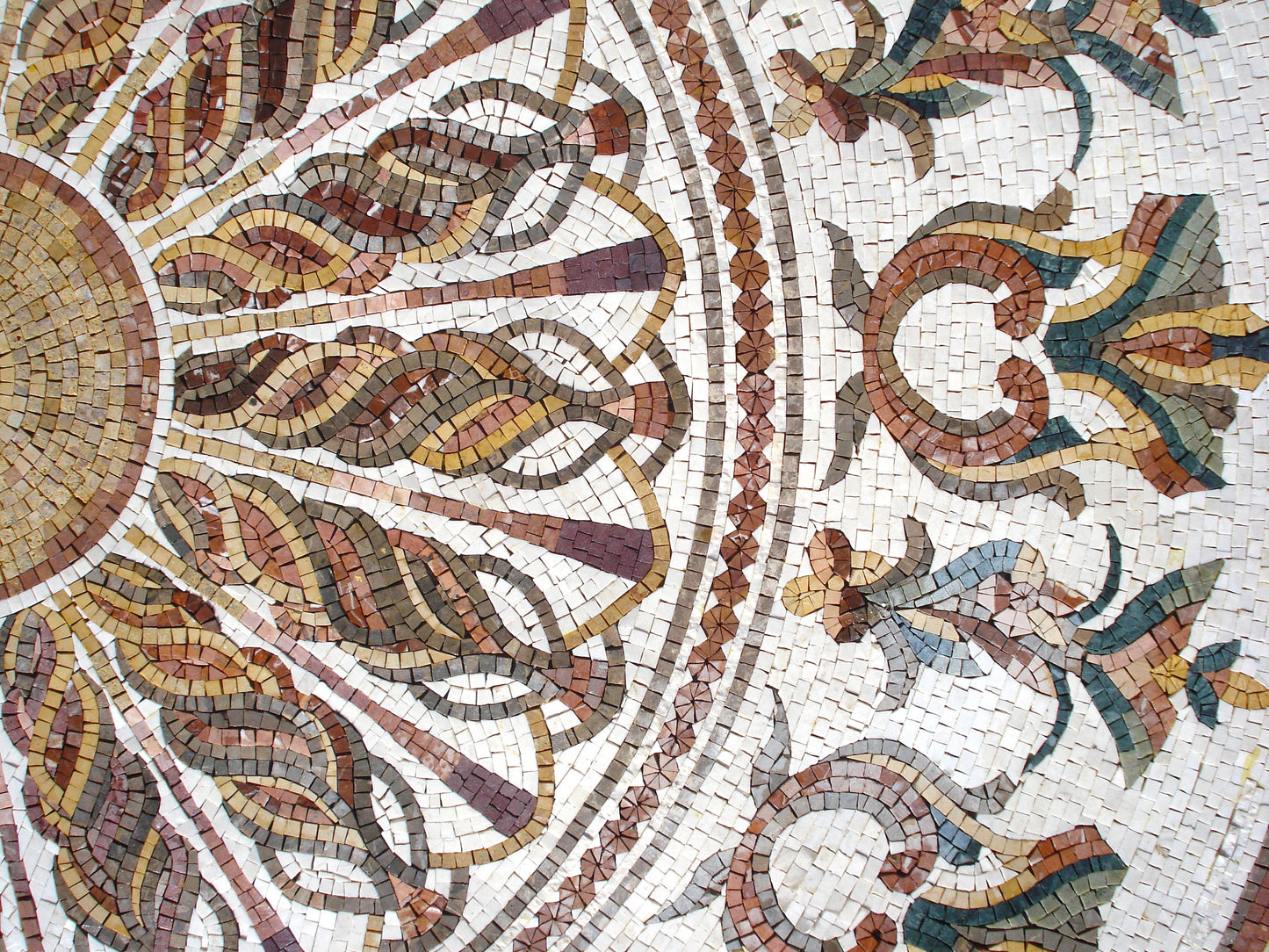 Handmade Floral Marble Mosaic Medallion: 72" Art Tile
