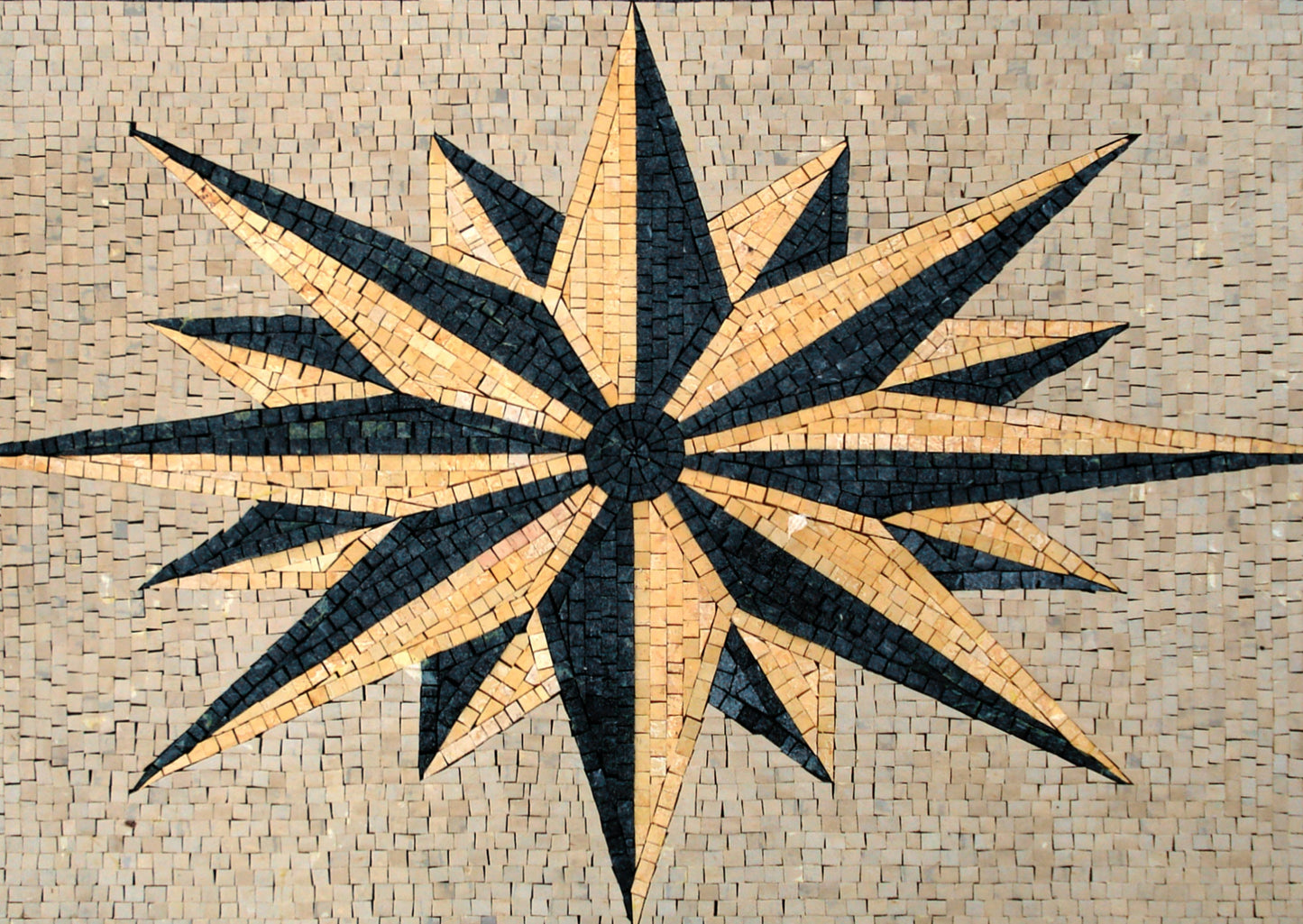 Handmade Compass Mosaic Rug: Marble Stone Art (46” x 32")