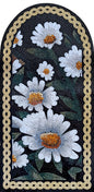 Handmade Marble Mosaic: White Daisy Floral Wall Art (40"x20")