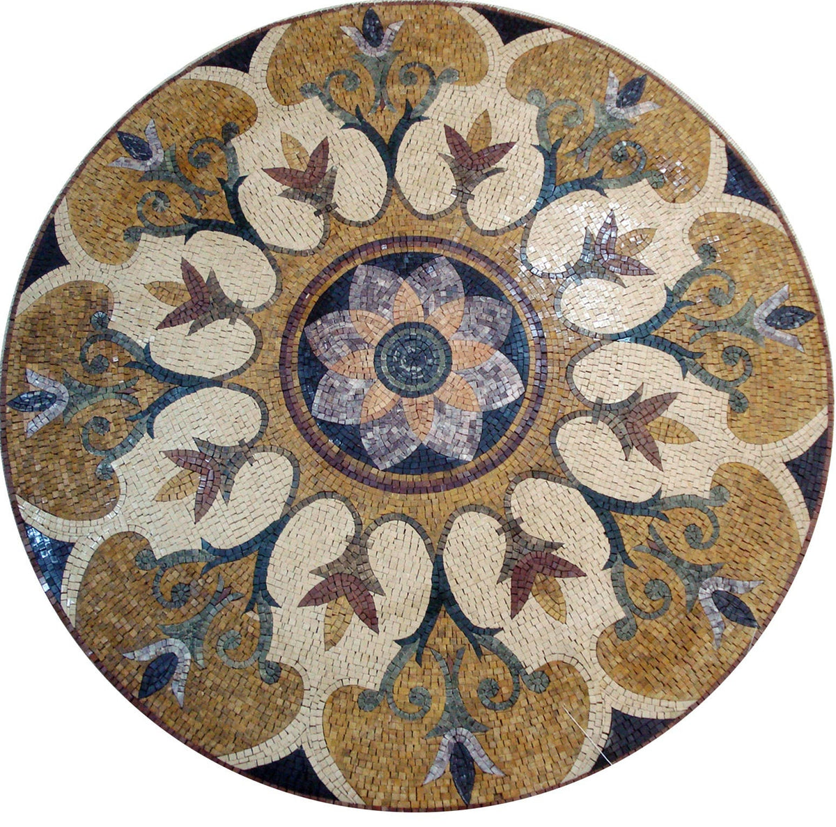 Handmade Marble Mosaic Medallion Art Tile - 40" Radiant Home Decor