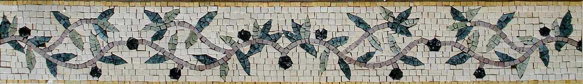 Botanical Mosaic Tile Border: Marble Floral Branch, 6" x 40"