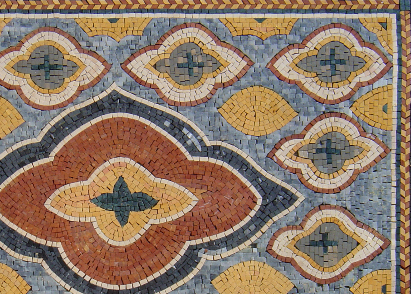 Handmade Marble Stone Rug: Mosaic Art Floor Covering (40” x 28")