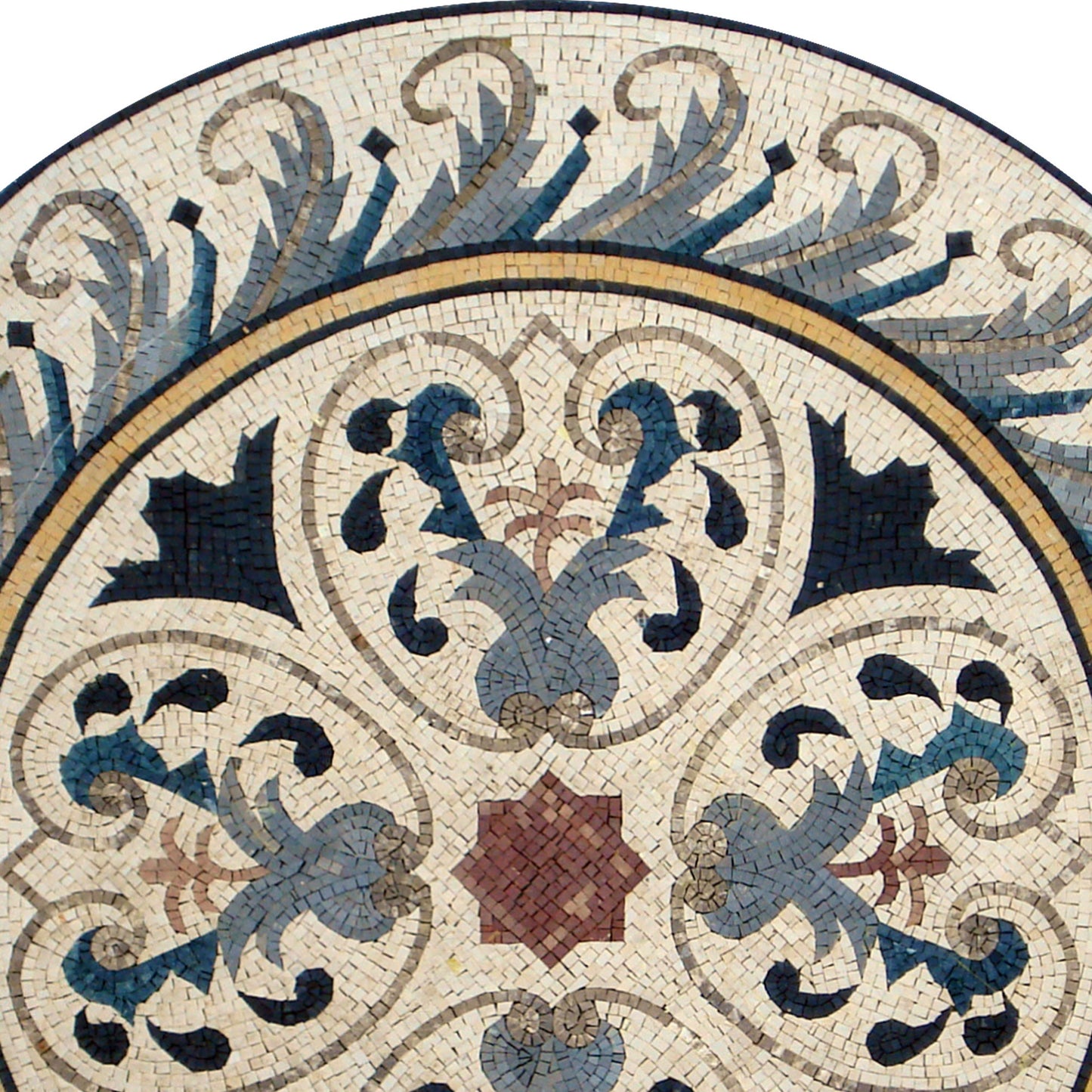 Handmade Marble Mosaic Medallion - 48 Inch Art Tile Décor