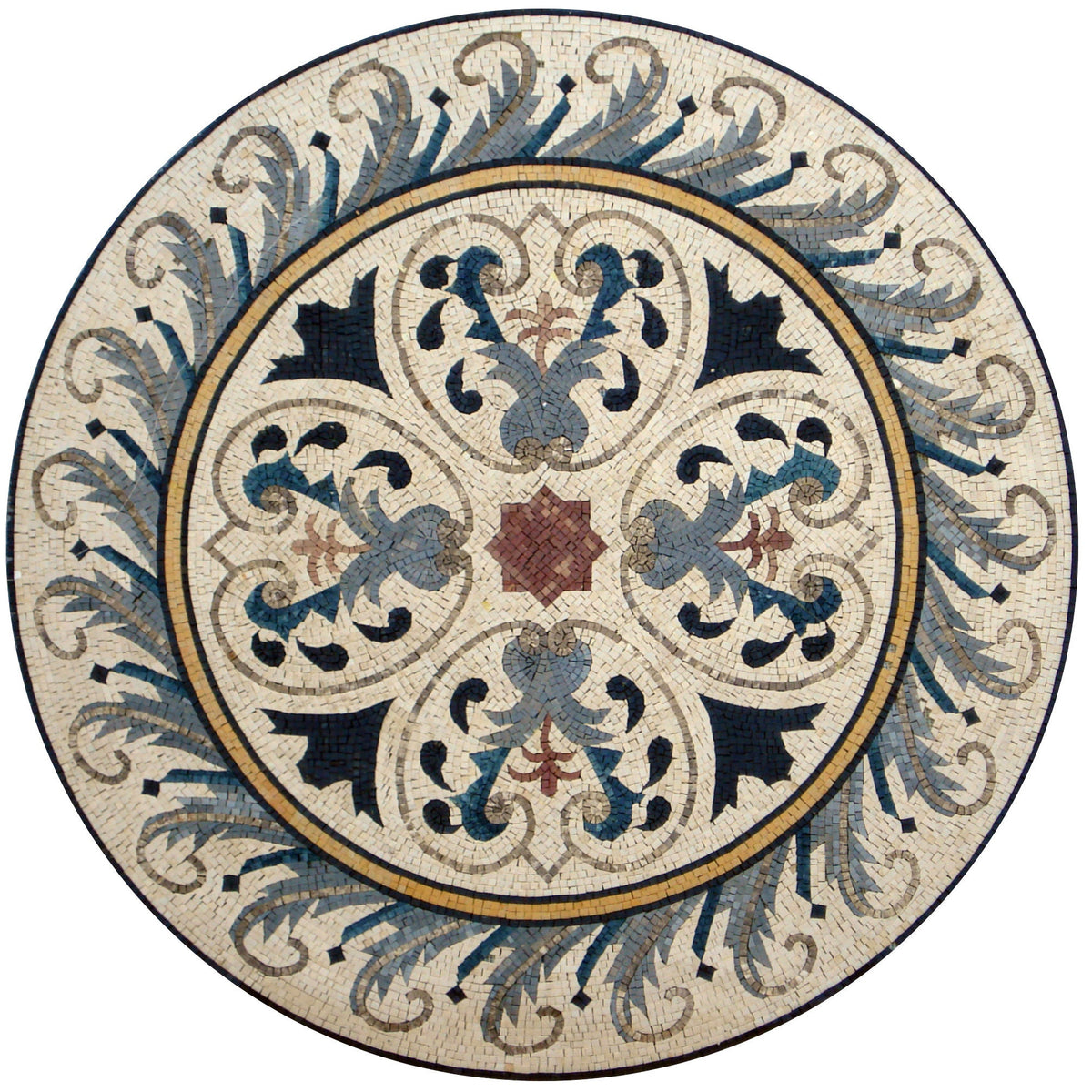 Handmade Marble Mosaic Medallion - 48 Inch Art Tile Décor